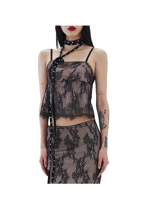 Top Aniye by donna Leonie 185657 Nero pizzo stampa a pois scollo quadrato spalline regolabili Aniye by | Top | 1856571365